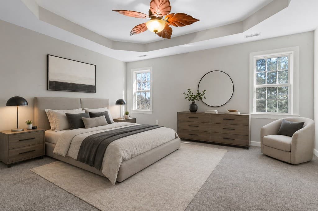Chambre aménagée après home staging IA